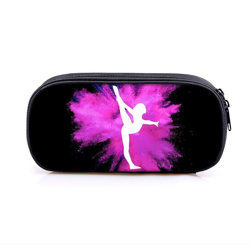 Elegant Gymnastic Art Print Cosmetic Bag Women Pencil Case Stationary Bag Canvas