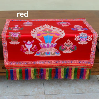 New Buddhist Tibet Family Temple Eight Auspicious Embroidery Table Cloth
