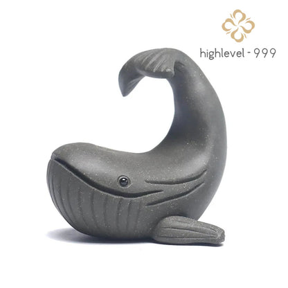 Purple Clay Whale Teapot Lid Holder Tea Pet 6.5cm Vintage Tea Statue Ornaments