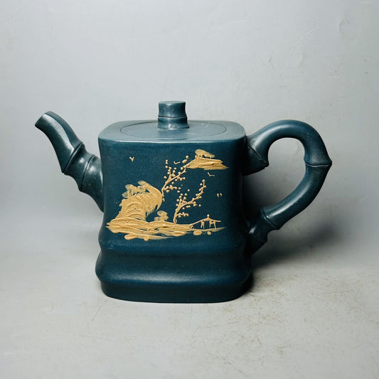 Vintage China Yixing Purple Clay Teapot Zisha Ceramic Painted Exquisite Teaware