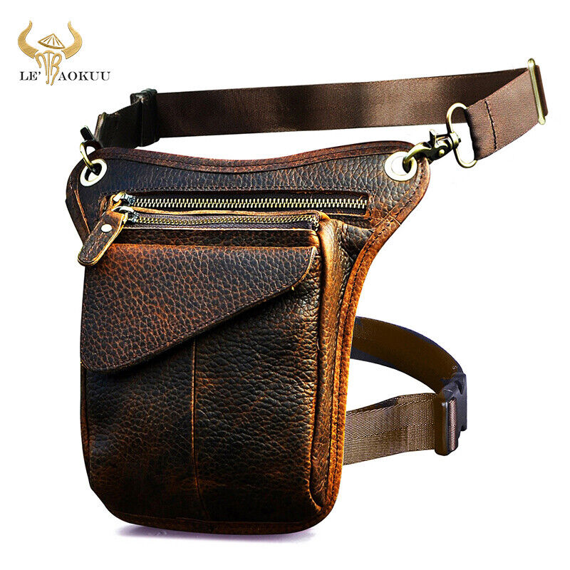 Real Leather Casual Shoulder Messenger Bag Fashion Waist Belt Pack Drop Leg Bag