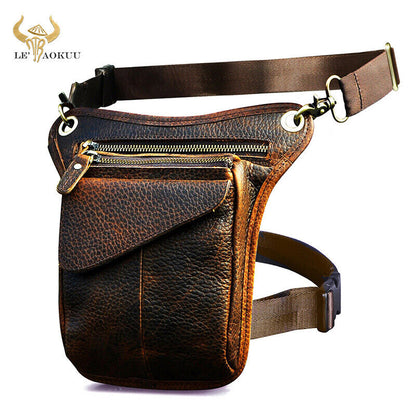Real Leather Casual Shoulder Messenger Bag Fashion Waist Belt Pack Drop Leg Bag