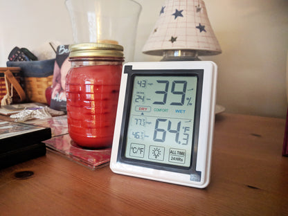 Digital Indoor Thermometer and Humidity Meter, Battery Operated, Tabletop Design