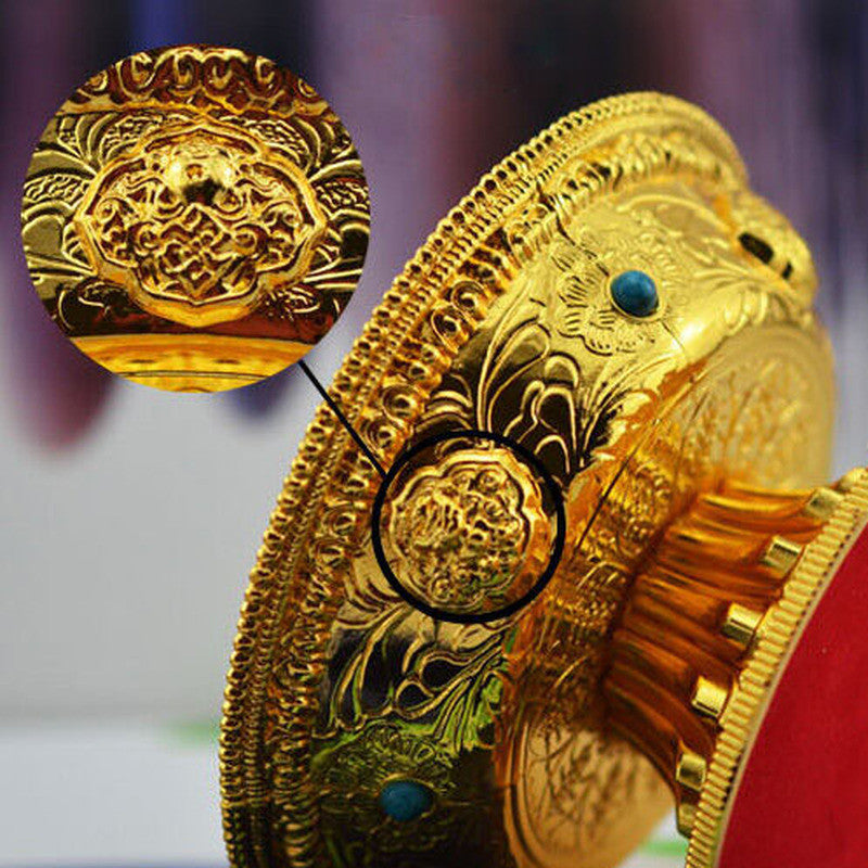 4.5inch Altar Golden Gilt Fruit Jewelry Statue Buddhism Offering Lotus Plate
