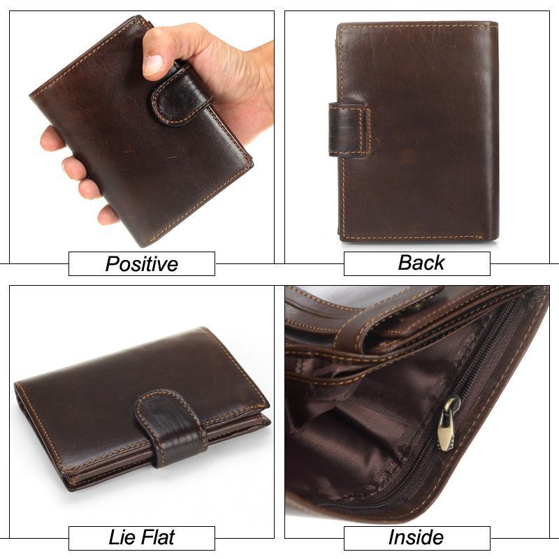 Wallet Retro Style Genuine Leather Wallet Purse Credit Card Holder Bag 10*13.5CM