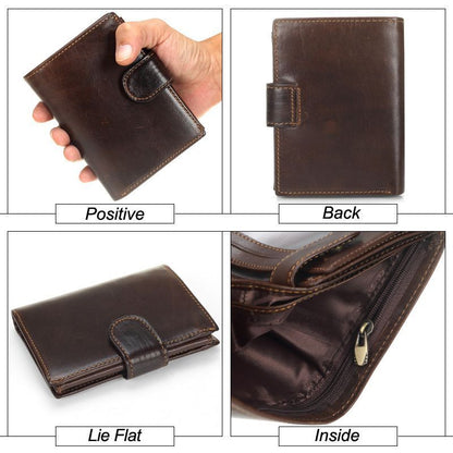 Wallet Retro Style Genuine Leather Wallet Purse Credit Card Holder Bag 10*13.5CM
