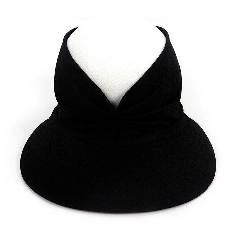 Women Turban Sun Visor Hat Cap Sports Wide Brim Stretchable Golf Hijab Ponytail