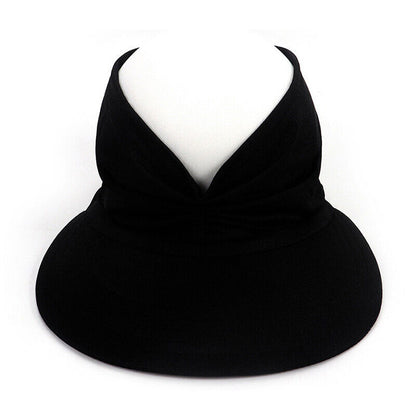 Women Turban Sun Visor Hat Cap Sports Wide Brim Stretchable Golf Hijab Ponytail