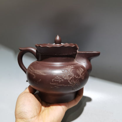 collect vintage chinese yixing purple clay teapot zisha Figure story teaware art
