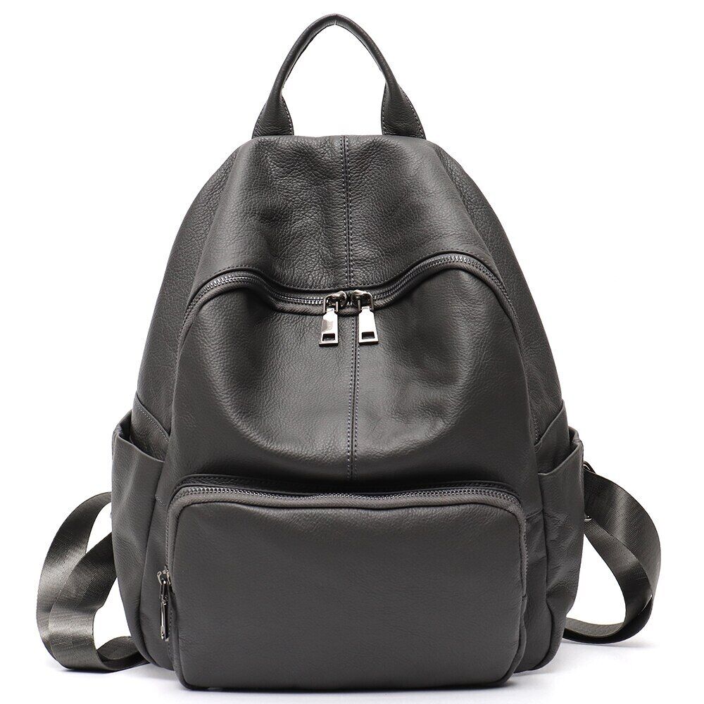 Genuine Leather Backpack Women Men Shoulder Bag School Travel Cowhide