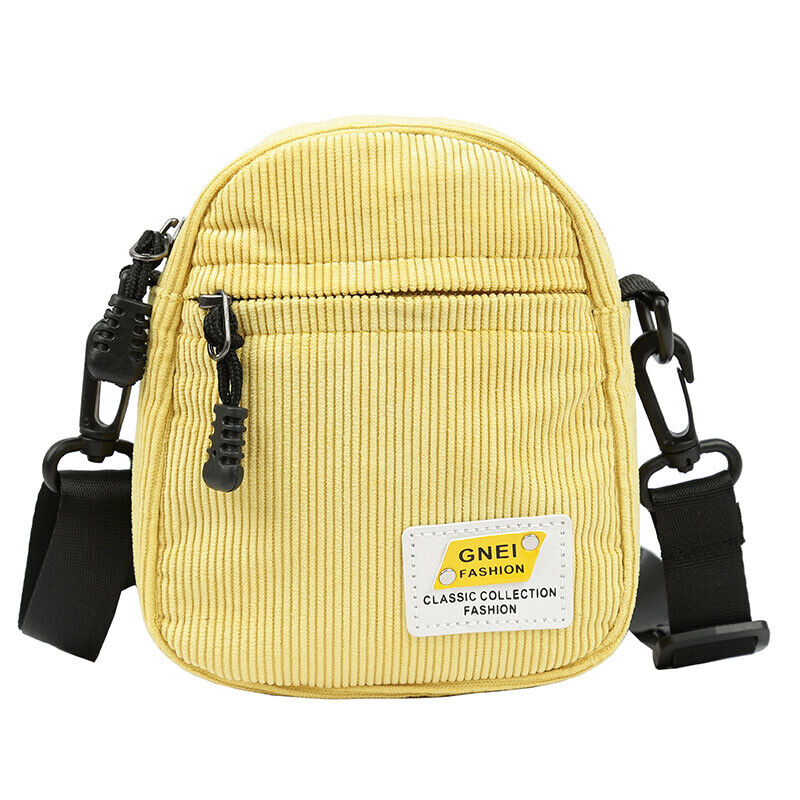 Women Canvas Shoulder Bag Corduroy Cloth Bag crossbody Bags Zipper Purse Girl