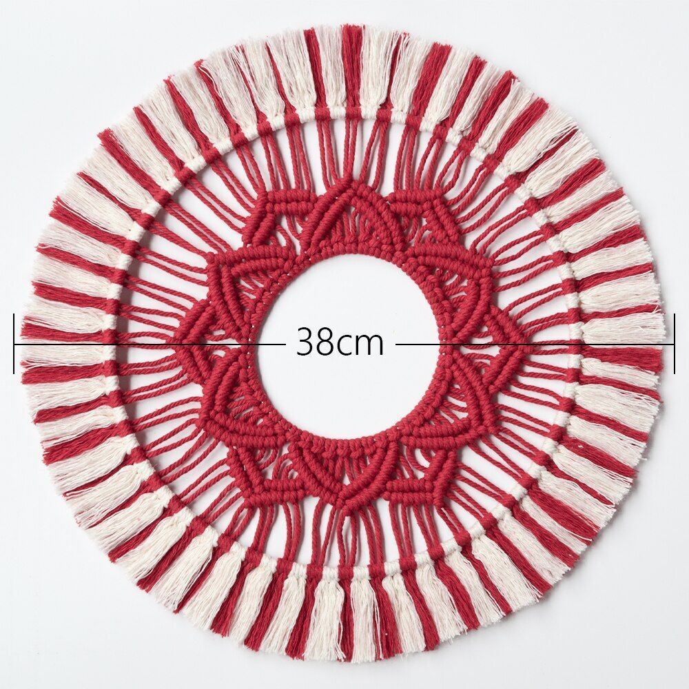 Wall Hanging Tapestry Bohemian Home Decor Woven Macrame Mandala Cotton Rope 42cm