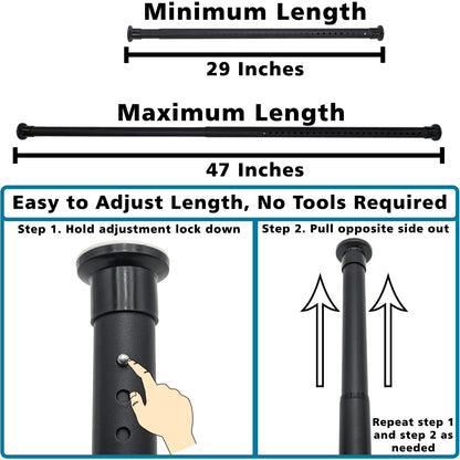 Adjustable 29-inch to 47-inch Steel Curtain Rod for Shower, Doorway, Window