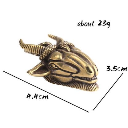 Brass Solid Snake Sheep Head Statue Animal Statue Tea Pet Ornament Miniature -