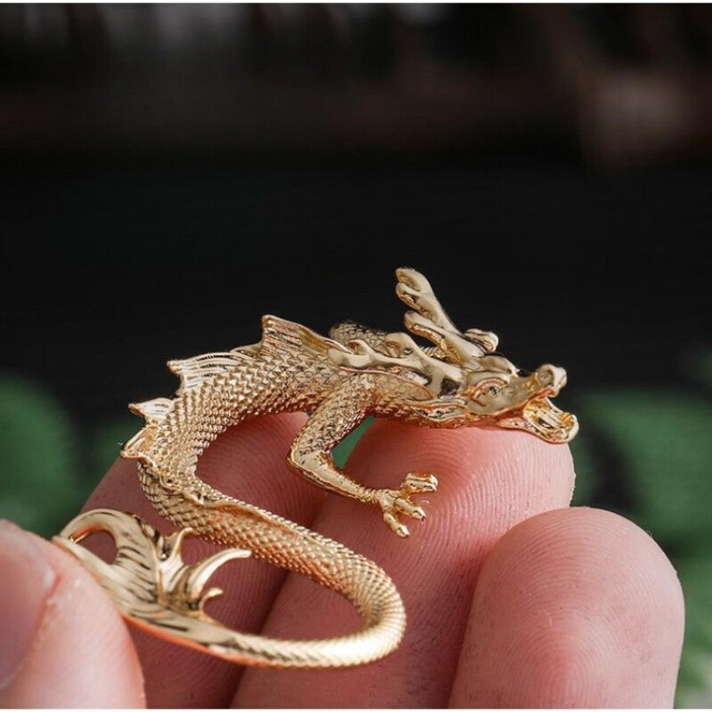 mini copper dragon statue on sales handmade craft artware table decoration China