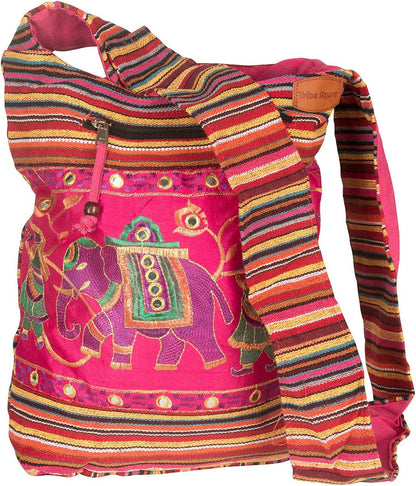 Handmade Pink Shoulder Bag Elephant Boho Bohemian Hippie Tote Beach Bag Gift