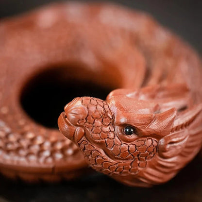 Purple Clay Tea Pet Dragon Statue Ornaments 9cm Handmade Sculpture Tea Ceremony
