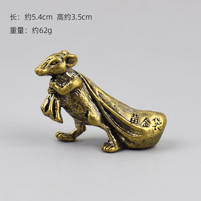 1Pc Retro Brass Twelve Chinese Zodiac Ornament Desktop Handicraft Tea Pet