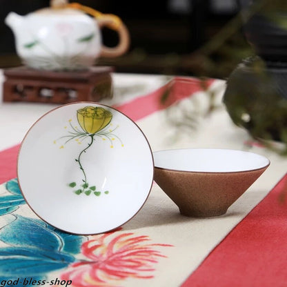 1PC Chinese Porcelain Kungfu Tea Cup Handpainted Floral Personal Cup 50ml