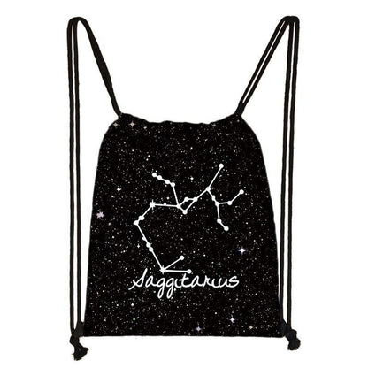 Zodiac Sign Purse Backpack Galaxy Drawstring Bag Rucksack Storage Bag Travelling