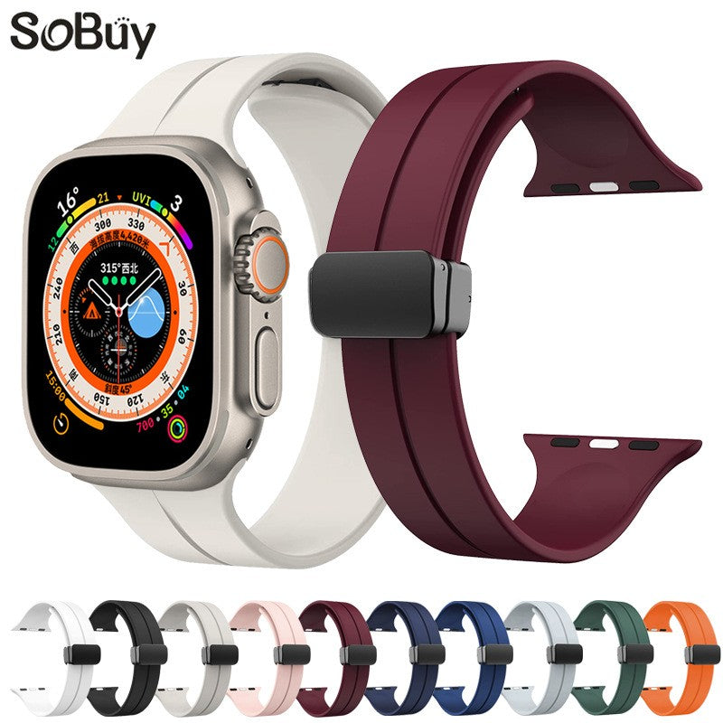 Suitable for Apple Watch 10 ultra2 silicone strap iWatch magnetic buckle strap
