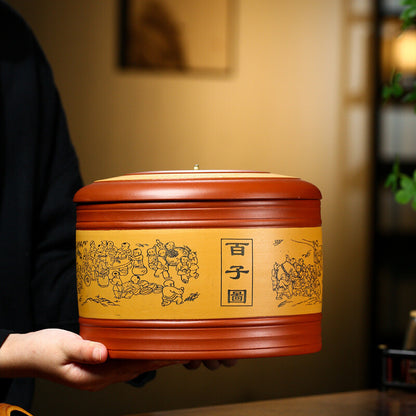 Handmade Tea Canister Sealed Health Care Real Yixing Zisha Dahongpao Clay Caddy