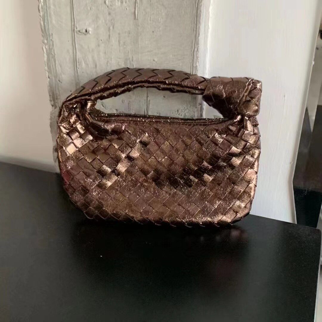 Synthetic Leather Purse Ladies Luxury Handbags Fashion Bag Knitted Handbag Blue
