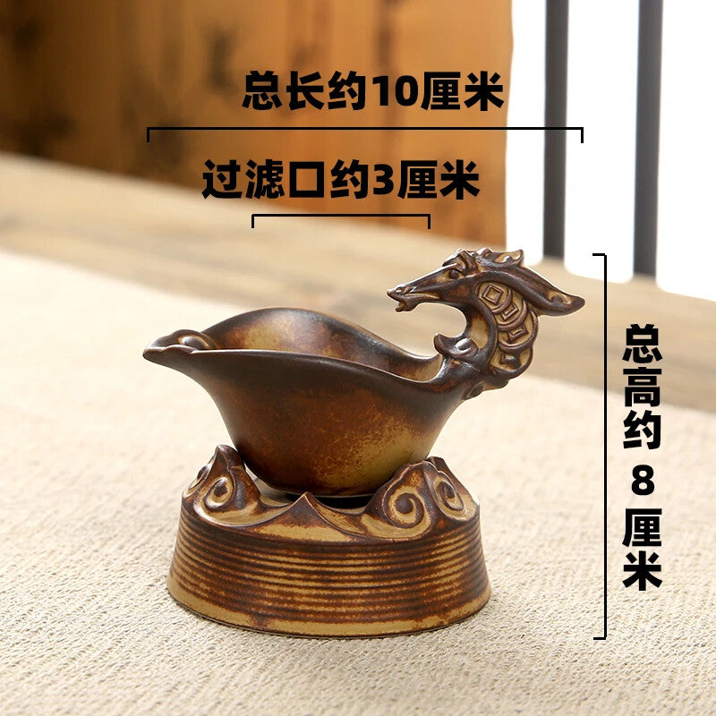 Retro Stoneware Filter Screen Tea Funnel Set Tea Filter Tea Making Device Gift