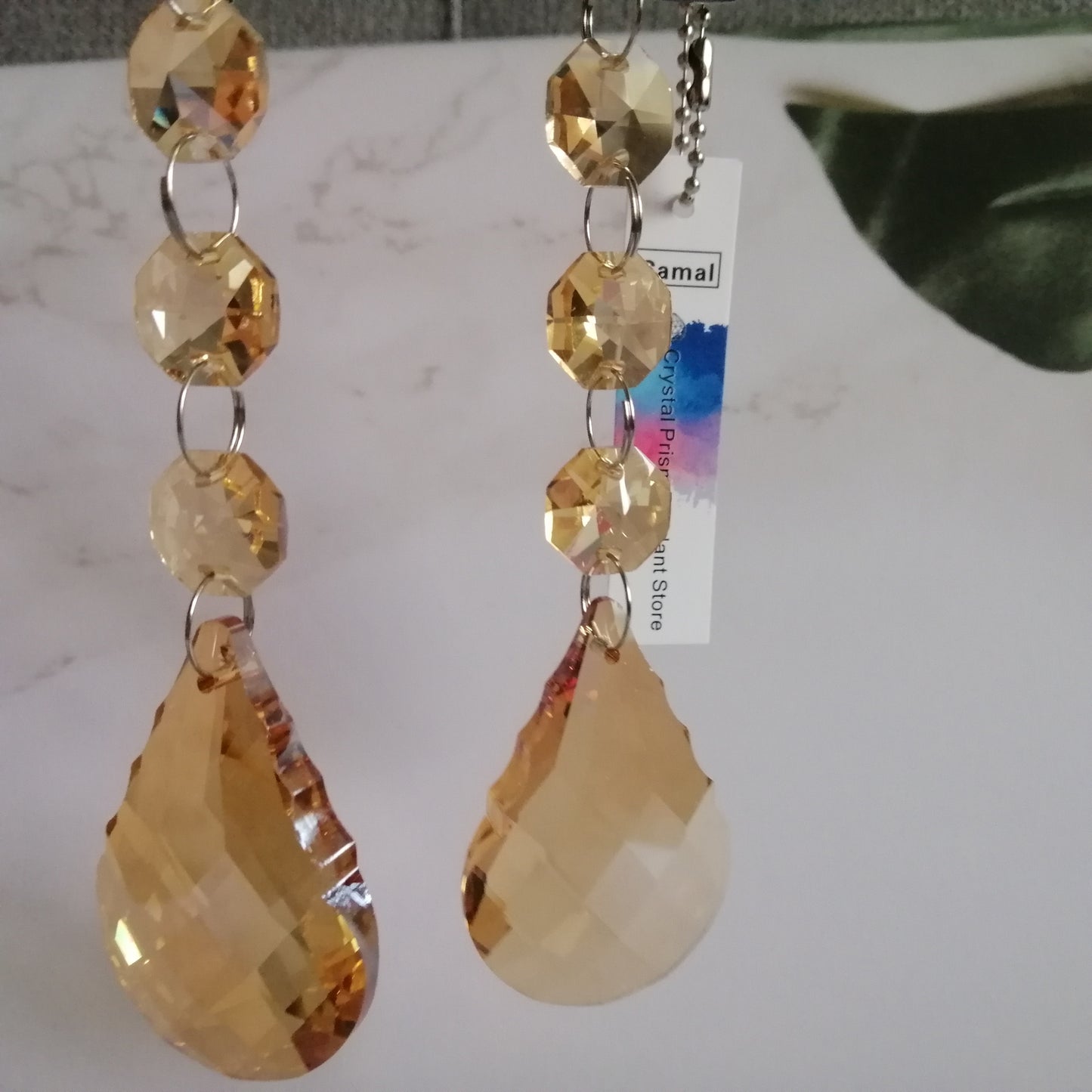 12Pcs 50mm Champagne Matching Teardrop Chandelier Crystals Ornaments Suncatcher