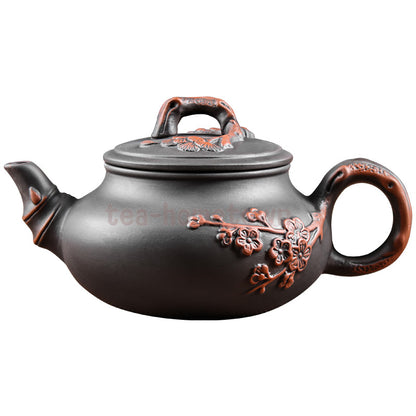 Yixing-Purple Clay Teapot and Teacup Set, Clay Plum Blossom Pot