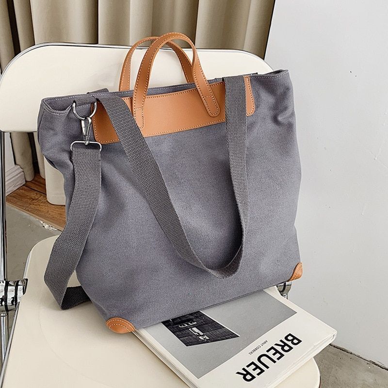 Canvas Handbag Shoulder Crossbody Bag Large Leather Shopper Bag 41*35*17CM Pouch