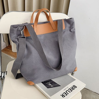 Canvas Handbag Shoulder Crossbody Bag Large Leather Shopper Bag 41*35*17CM Pouch