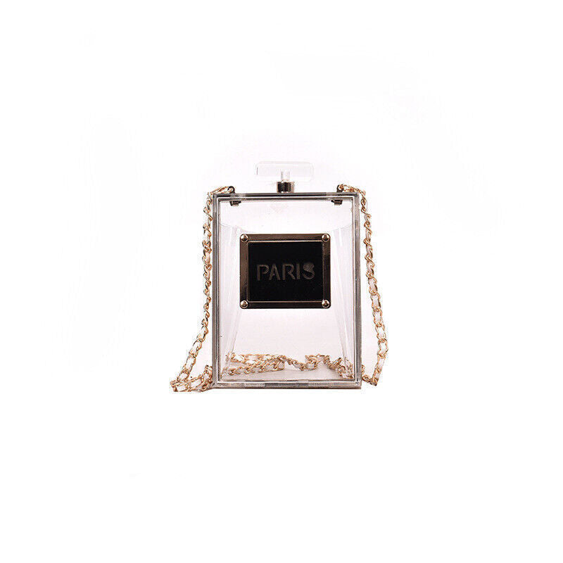Women Fashion Perfume Bottle Acrylic Box Clutch Evening Handbag Day Clutches Bag
