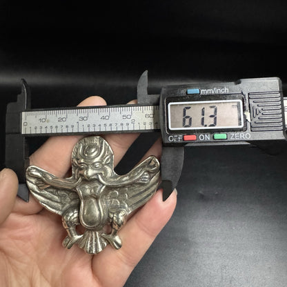 Tibetan White Copper Garuda Pendant 2.07in Hand-Carved Ethnic Tibetan Amulet