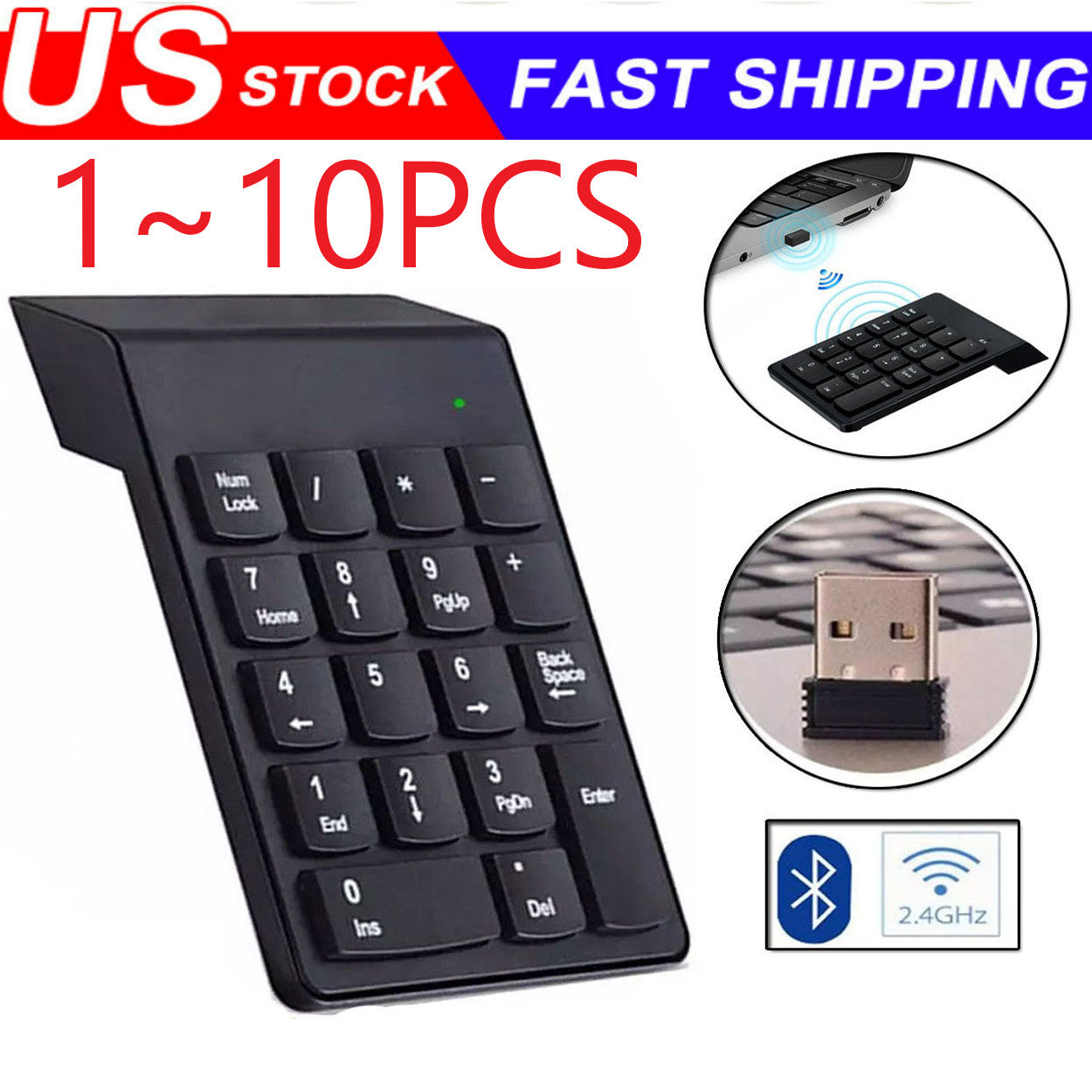 Wireless USB Number Numpad Numeric Keypad Number Keyboard For Laptop Desktop Lot