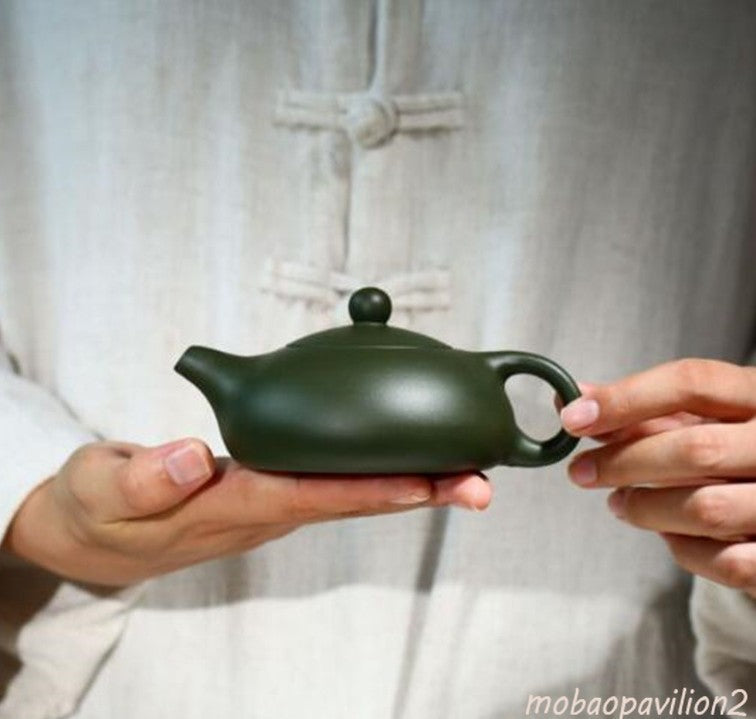 200ml Yixing Handmade Xishi Pot Zisha Raw Ore Green Clay Teapot Tea Set