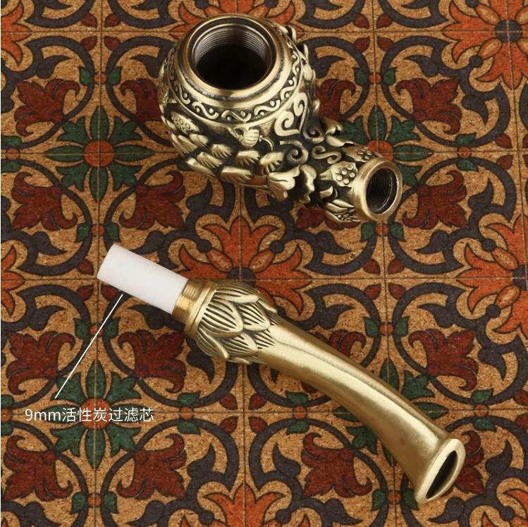 Handmade Pure Copper Pipe Dual-Purpose Portable Filter Dry Tobacco Pipe Gift