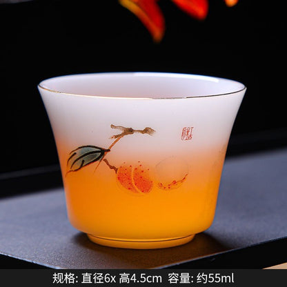White Porcelain Tea Cup Thin Tire Ceramics Ice Jade Porcelain Small Tea Cup