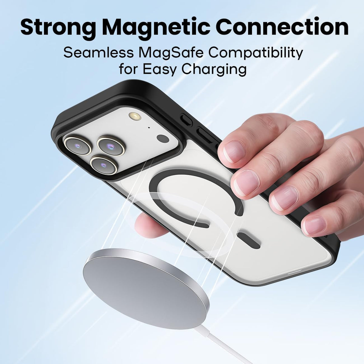 Compatible with Magnetic Matte Clear Case for 17 Pro Max–Tough Drop-Resistant De