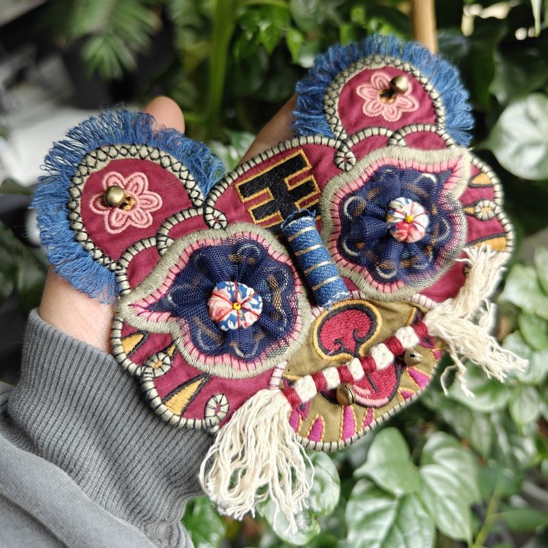 Chinese Vintage Style Embroidery Tiger Head Patch DIY Applique