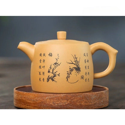 Yixing Zisha Pottery Duan Clay 500CC Handmade Plum Blossom Teapot 7.1"