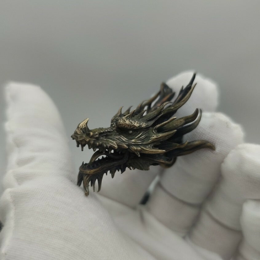 Chinese Old Bronze Copper Statue Hand Carved Dragon Collect