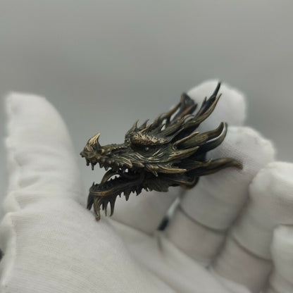 Chinese Old Bronze Copper Statue Hand Carved Dragon Collect
