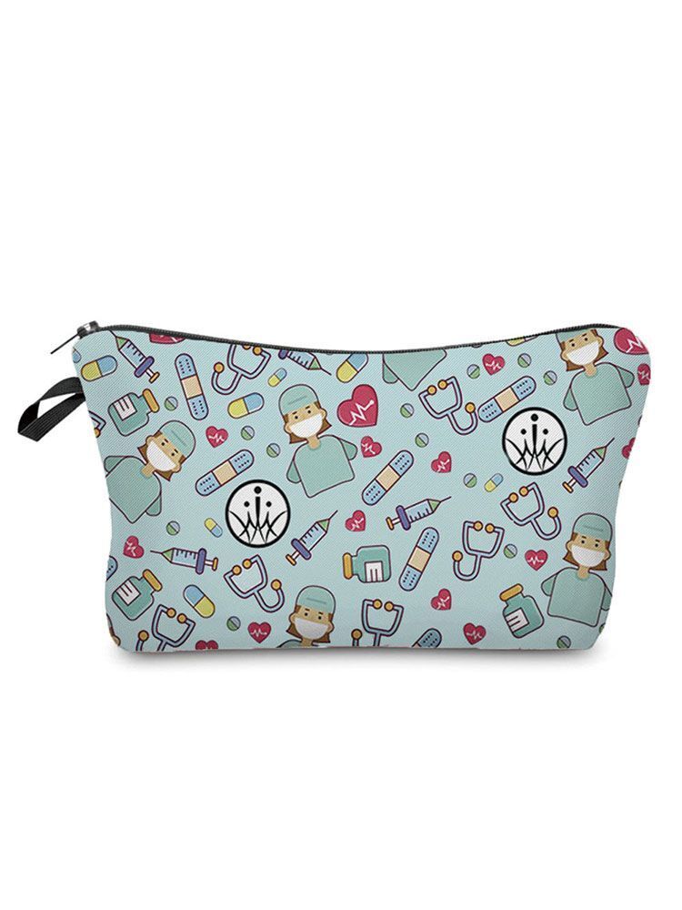 Printed Makeup Bag Reusable Storage Purse Stylish Practical Bags 2*2*13.5 CM 1PC