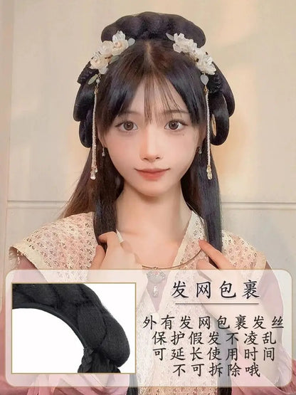 Ming Dynasty Hair Hoop Costume Wig with Built-in Bun Chinese Hair Accessories
