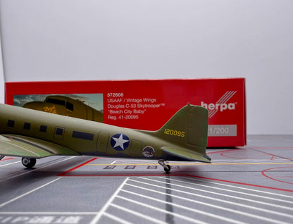 1:200 Herpa USAF Douglas DC-3 Aircraft Plane Diecast Airplane Model Collection