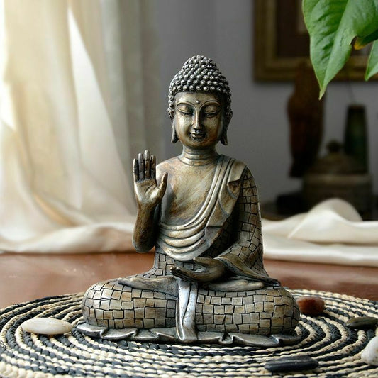 Vintage Resin Gold Buddha Head Statue Wall Hanging Sculpture Figurine Home Decor