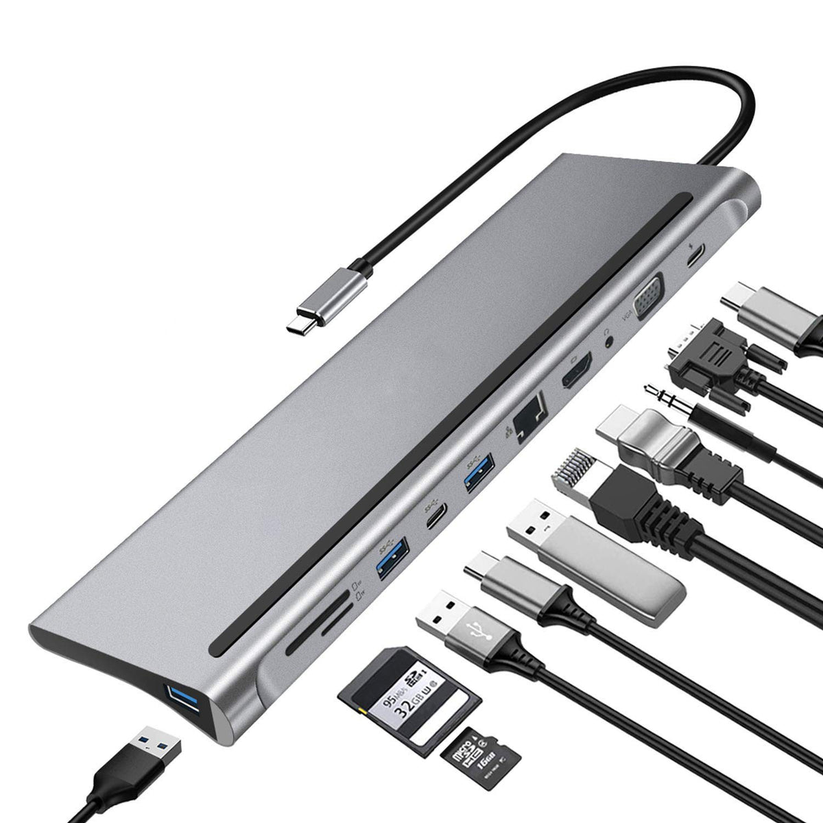 11-in-1 Type C Dock Hub USB C Laptop Docking Station Adapter For MacBook DELL HP