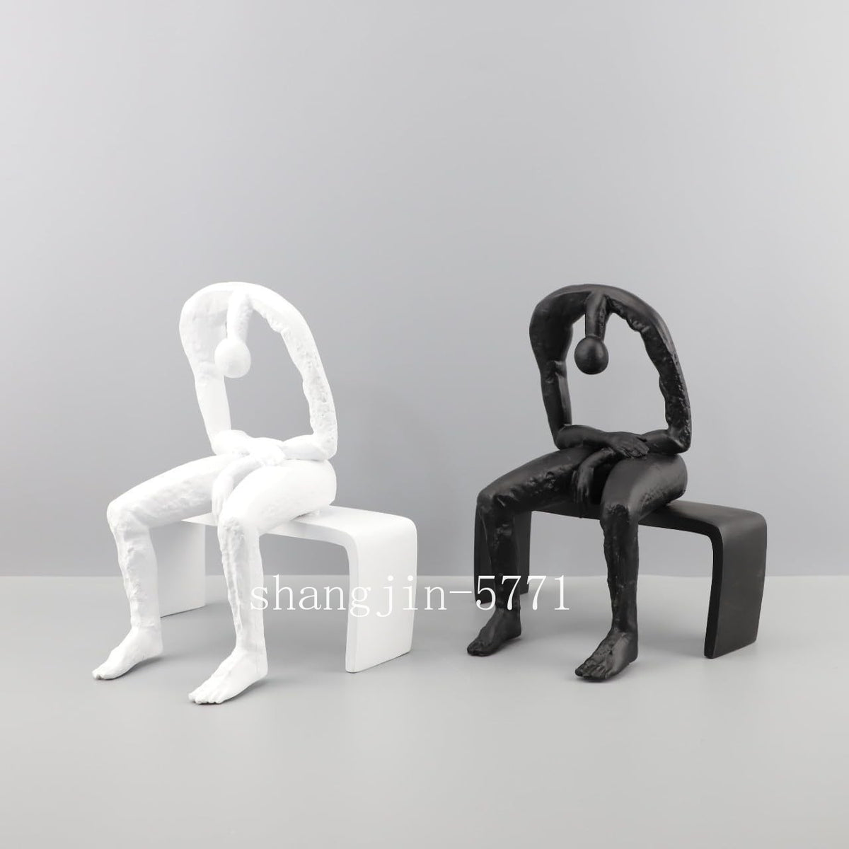 10.6'' Resin Abstract Sitting Man Sculpture Melancholy Home Office Decor Gift