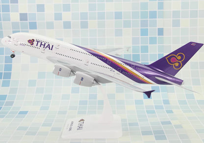 1:200 37CM RISESOON THAI Airbus A380-800 Passenger Plane ABS Plastic Plane Model